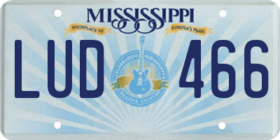MS license plate LUD466