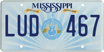 MS license plate LUD467