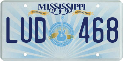 MS license plate LUD468