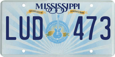MS license plate LUD473