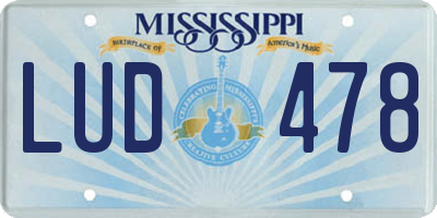 MS license plate LUD478