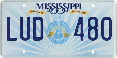 MS license plate LUD480