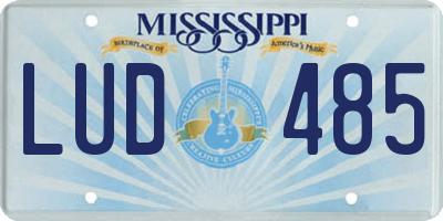 MS license plate LUD485