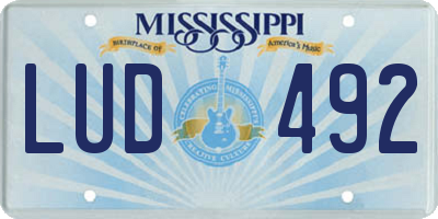 MS license plate LUD492