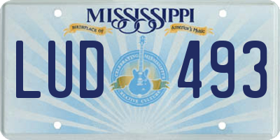 MS license plate LUD493