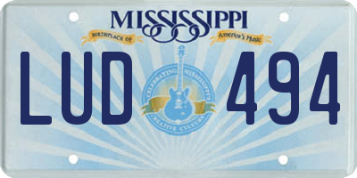 MS license plate LUD494