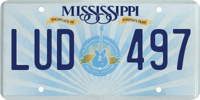 MS license plate LUD497