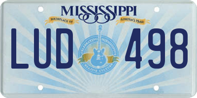 MS license plate LUD498
