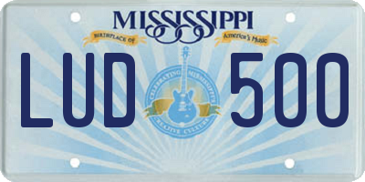 MS license plate LUD500