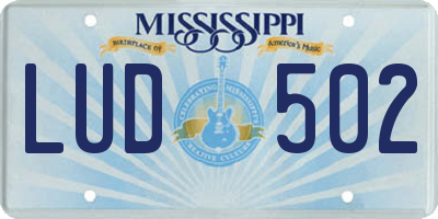 MS license plate LUD502