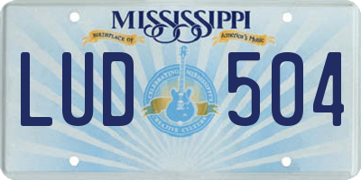 MS license plate LUD504