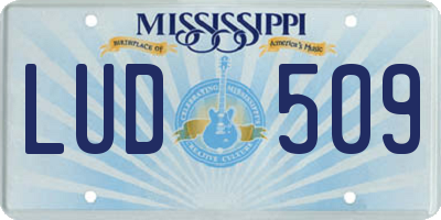 MS license plate LUD509