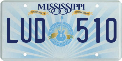 MS license plate LUD510