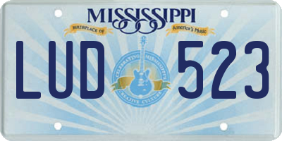 MS license plate LUD523