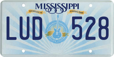 MS license plate LUD528