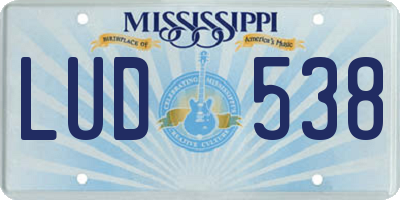 MS license plate LUD538