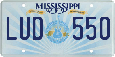 MS license plate LUD550