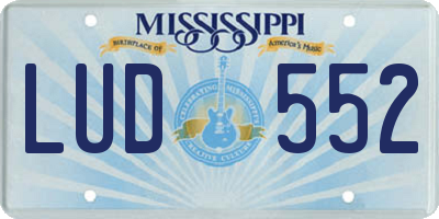 MS license plate LUD552