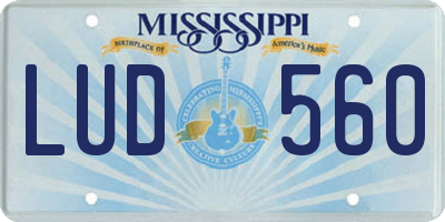 MS license plate LUD560