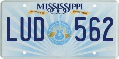 MS license plate LUD562
