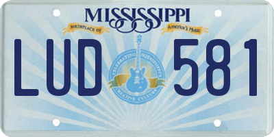 MS license plate LUD581