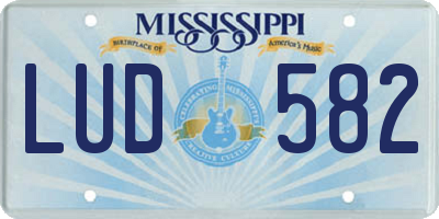 MS license plate LUD582