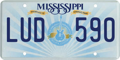 MS license plate LUD590