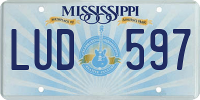 MS license plate LUD597