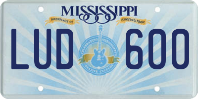 MS license plate LUD600