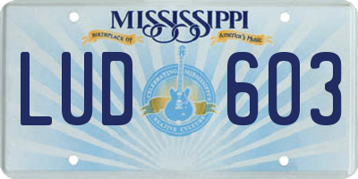 MS license plate LUD603