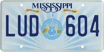 MS license plate LUD604