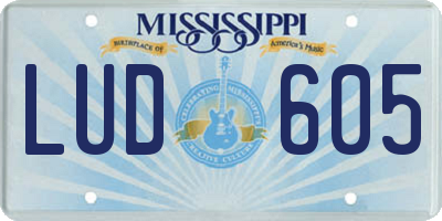 MS license plate LUD605