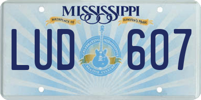 MS license plate LUD607