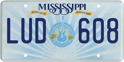 MS license plate LUD608