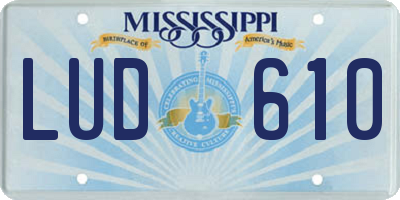 MS license plate LUD610