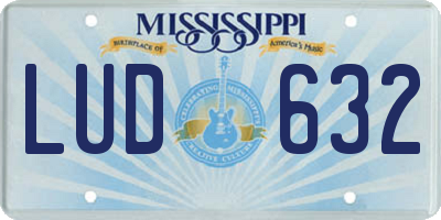 MS license plate LUD632