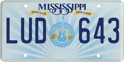 MS license plate LUD643