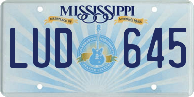 MS license plate LUD645