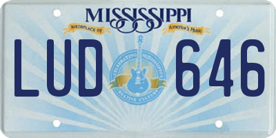 MS license plate LUD646