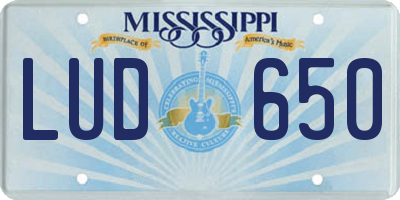 MS license plate LUD650