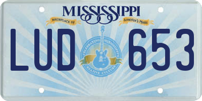 MS license plate LUD653
