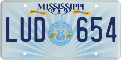 MS license plate LUD654