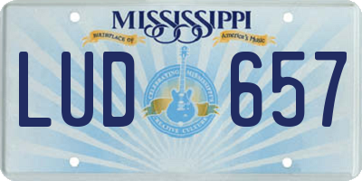 MS license plate LUD657