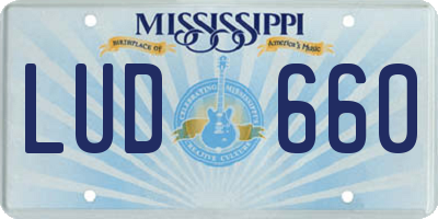 MS license plate LUD660