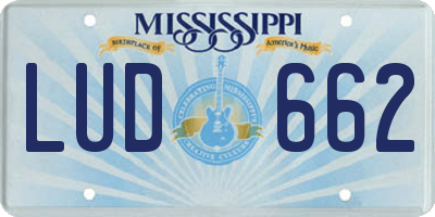 MS license plate LUD662