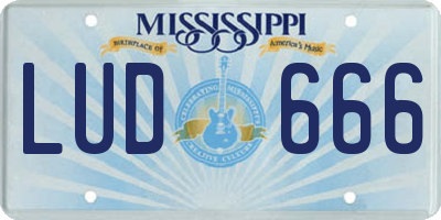 MS license plate LUD666