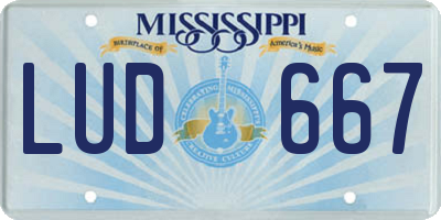 MS license plate LUD667