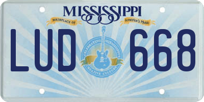 MS license plate LUD668