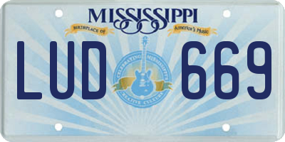 MS license plate LUD669