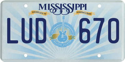MS license plate LUD670